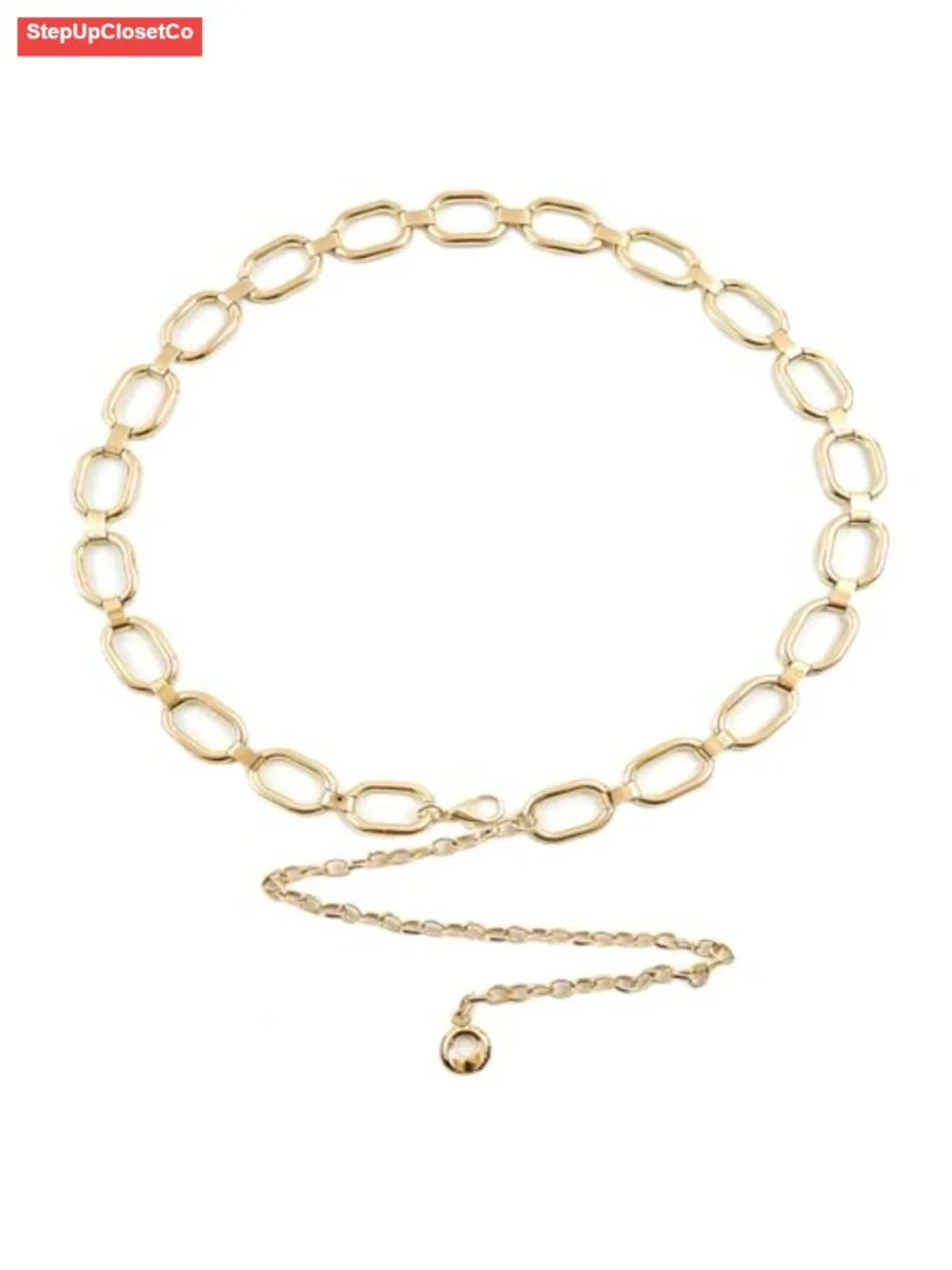 O-Ring Metal Waist Chain Belt for Women Adjustable Gold Belt for Jeans Dress